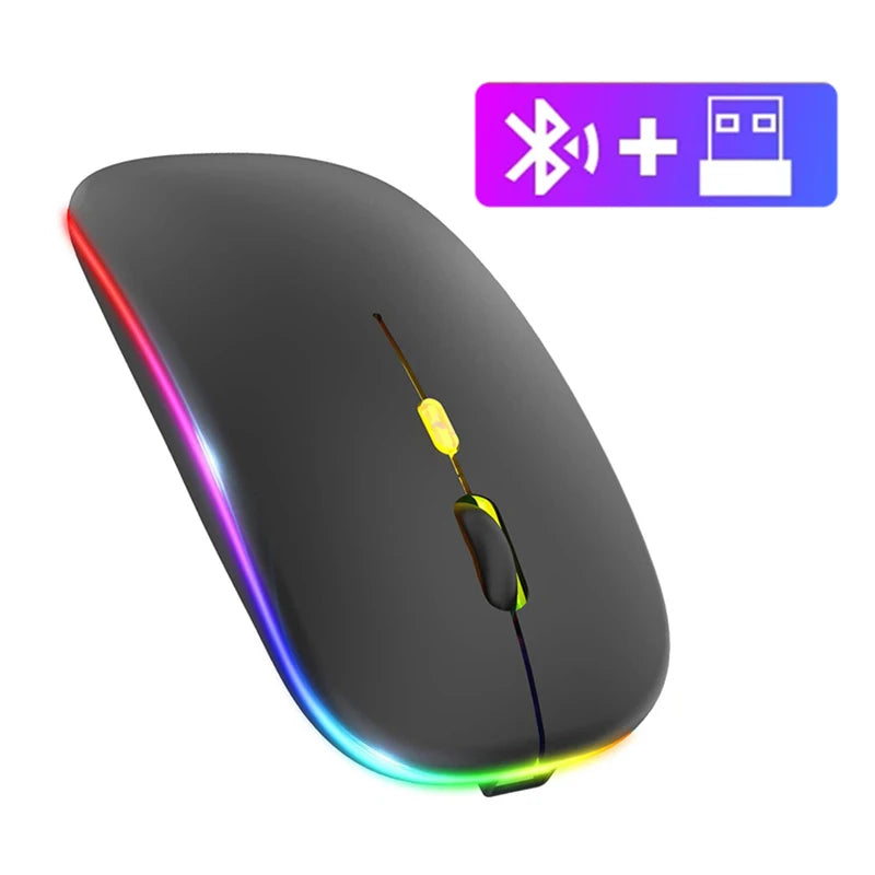 Bluetooth 5.4 Mouse 2.4G Wireless Mouse RGB Backlit Dual-mode Rechargeable Silent Mice Gaming Mouse 1600 DPI Mouse for PC Laptop