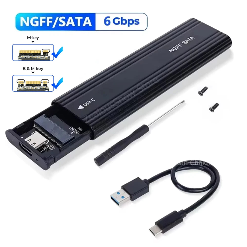 NVME M.2 Solid State Drive External Enclosure 2230/2242/2260/2280 M.2 to USB C 10Gbps SSD Aluminum Case Type A+C for M/M+B Key