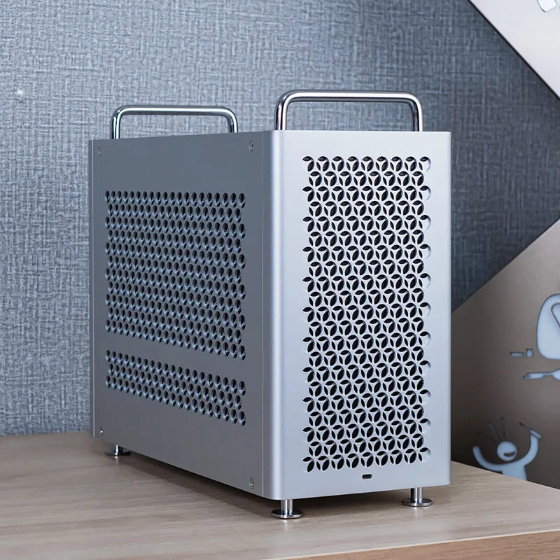 "B2Pro Aluminum MATX Case - Compact ATX/SFX Chassis with Top Handle, Minimalist Design Supports 240mm Radiator"