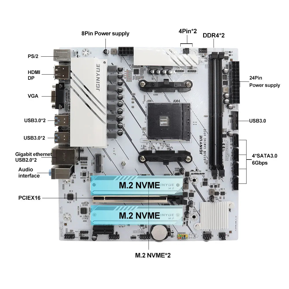 B550M GAMING ARGB Motherboard AMD 4000/5000 DDR4 RAM PCI-E 4.0 Computer GAMING DDR4 ARGB Motherboard AM4 AMD SATA 6Gb/s Micro