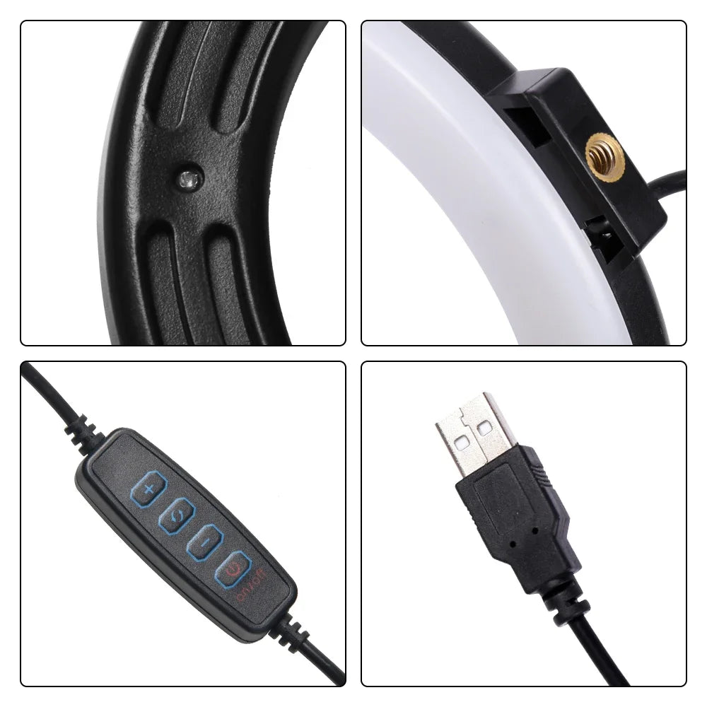 16cm/26cm/30cm LED Ring Light With Tripod Stand For Phone Video