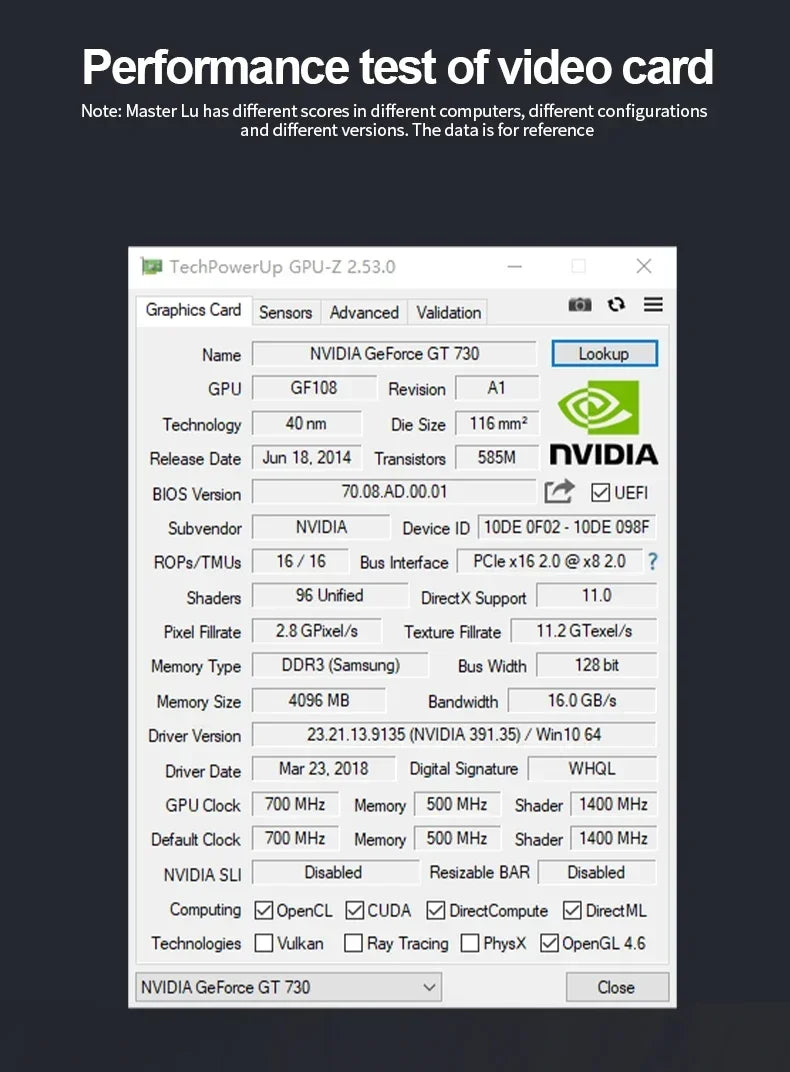 GT730 4GB Video Card 64Bit DDR3 With HDMI VGA DVI Port Nvidia Graphics Card PCIE X16 2.0 GT730 GPU Desktop Computer