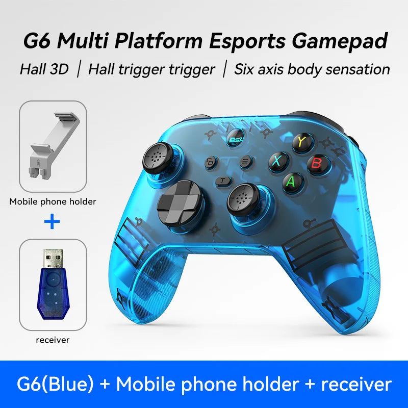 Wireless BT 5.3 Tri-Mode Gamepad Double Hall Joystick & 6-Axis Sensor for Switch Pro/PC/Android/iOS /Streaming Gaming