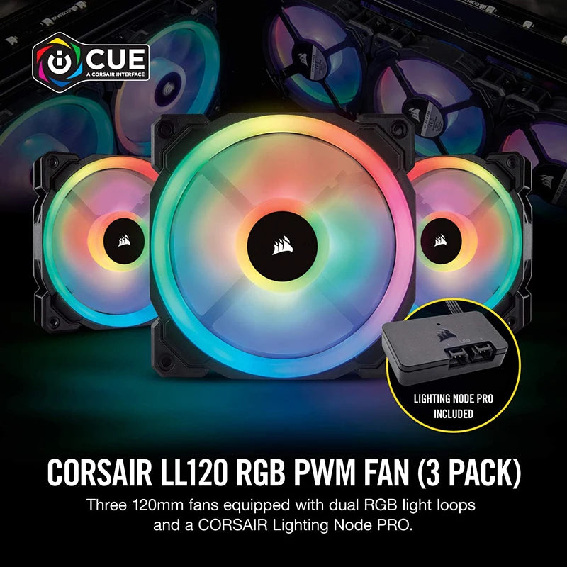 Corsair Original Fans LL120 RGB Single 120mm Dual Light Loop RGB LED PWM Fan for Desktop