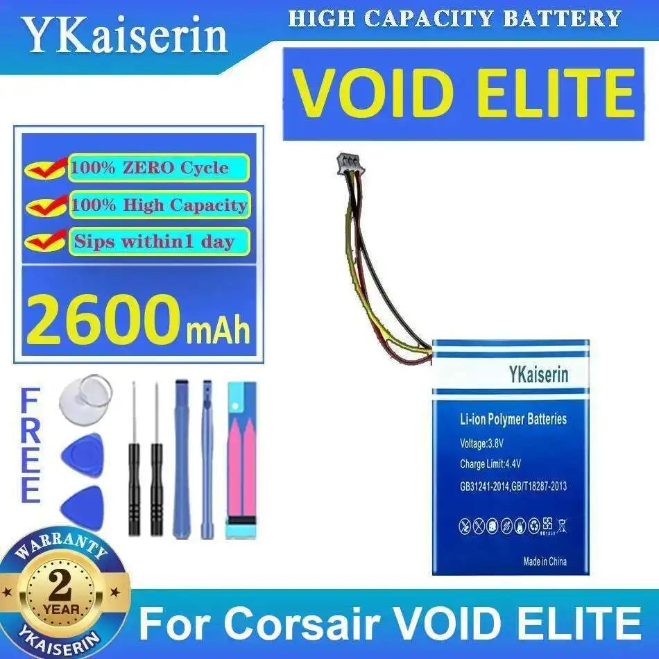Earphone Battery 2600Mah For Corsair Void Elite Reliable Replacement