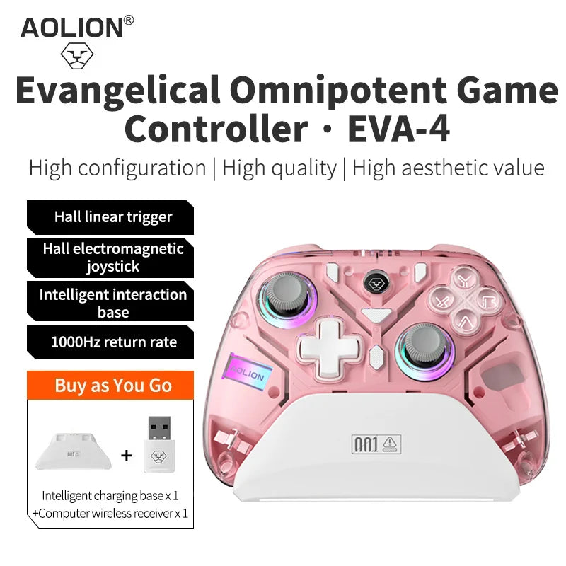 Aolion K10 RGB Wireless Gaming Controller With Charging Dock Gamepad Hall Effect Joystick Trigger For Nintend Switch 2/PC/Phone