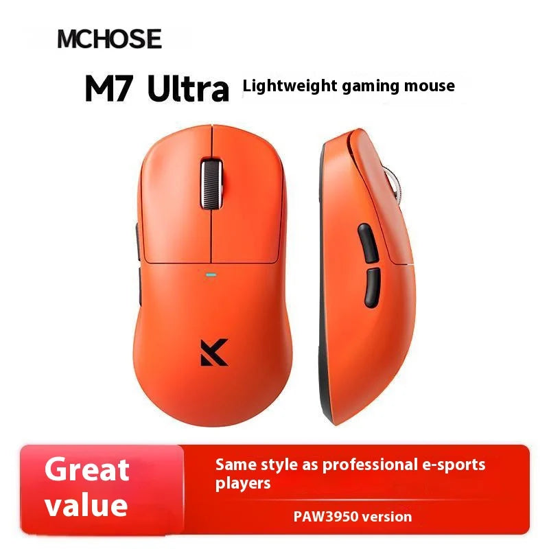 MCHOSE M7 Ultra Tri-Mode Wireless Gaming Mouse, Lightweight Esports with PAW3395 Sensor, Bluetooth for PC & Office