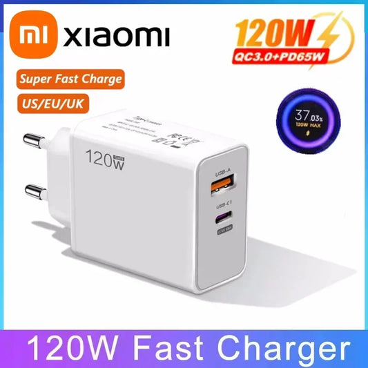 Xiaomi 120W Charger Turbo Fast Charging EU US UK Wall Hypercharge Adapter USB 6A Type C Cable For Xiaomi 13 12 11 Ultra Redmi