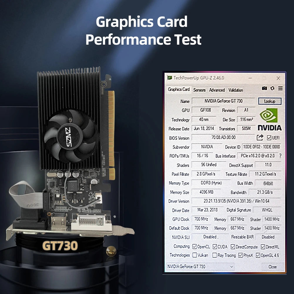 GT730 4GB DDR3 128Bit Graphics Card with HDMI VGA DVI Port PCI-E2.0 16X Computer Graphics Video Card GT730 GT610 for Office/Home