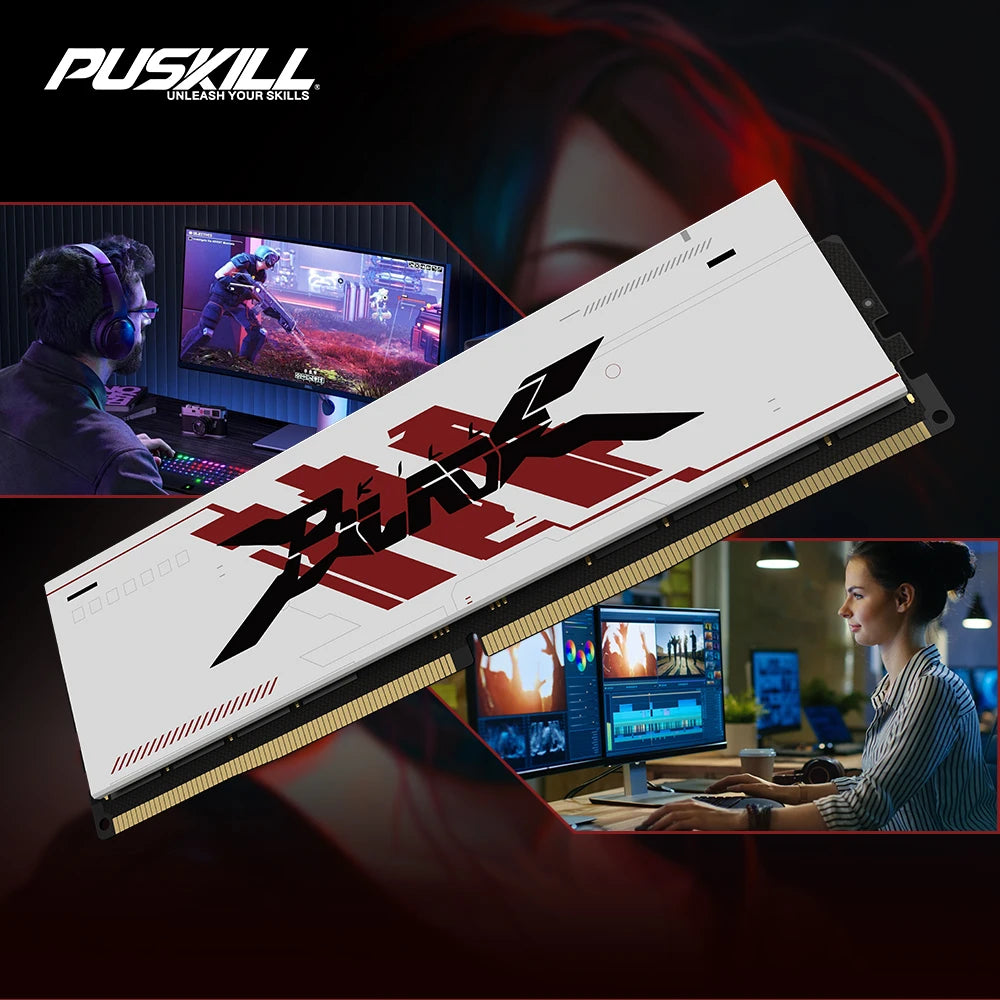 PUSKILL DDR4 DDR3 Memoria Ram 32GB 16GB 8GB 1.2V 3200MHz 2666MHz 1600MHz 1.5V Desktop Cooling Vest Memory