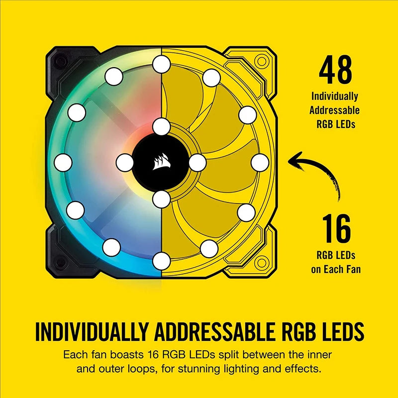 Corsair Original Fans LL120 RGB Single 120mm Dual Light Loop RGB LED PWM Fan for Desktop