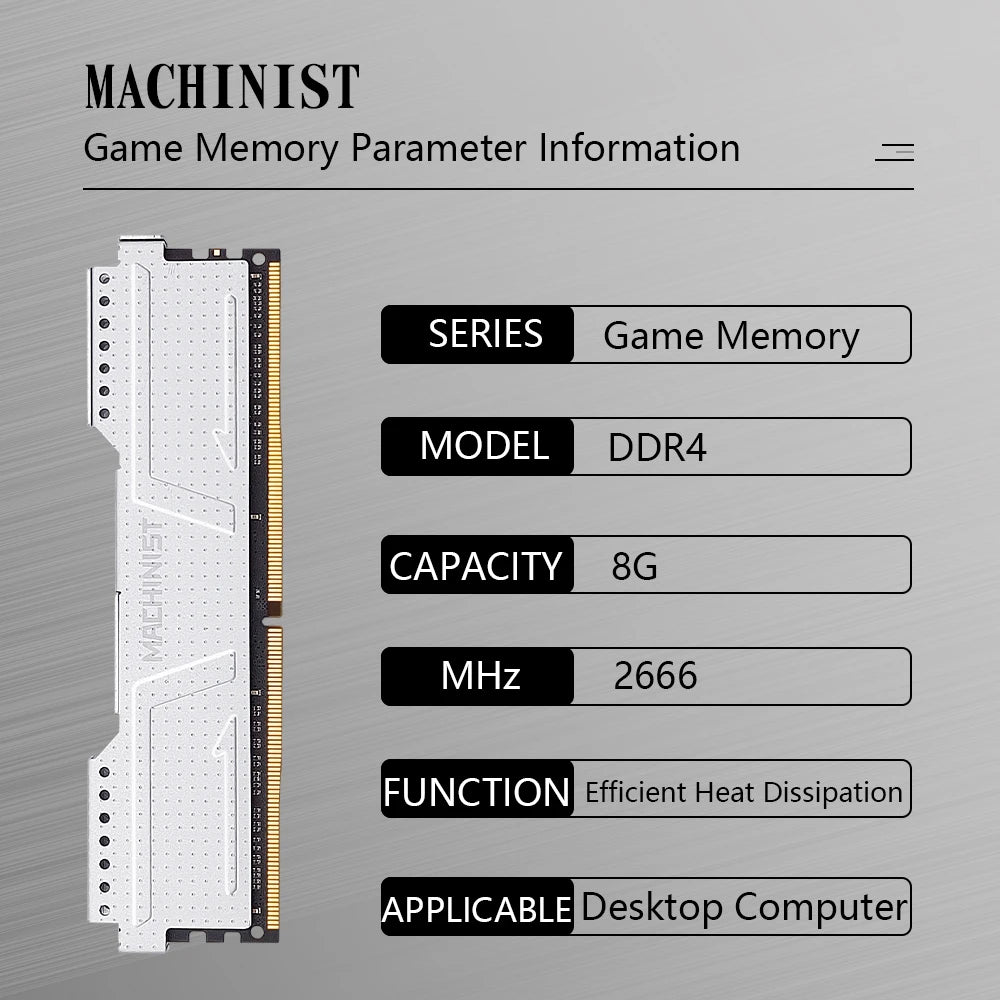 MACHINIST RAM DDR4 8GB 16GB Memory 2666MHz 3200MHz Desktop Dimm High Compatible silver heat vest