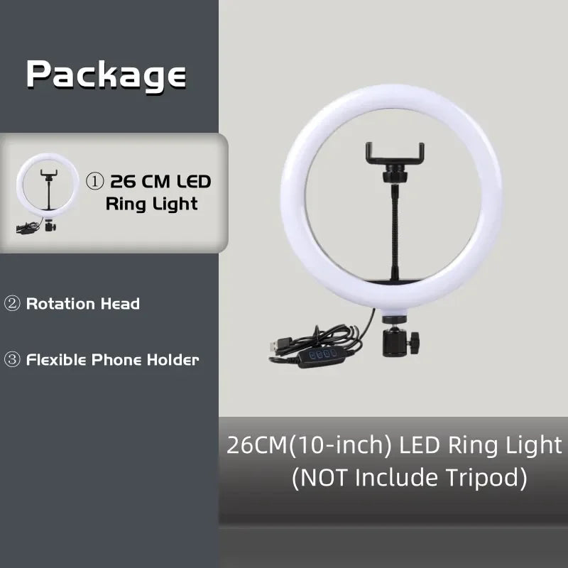 16cm/26cm/30cm LED Ring Light With Tripod Stand For Phone Video