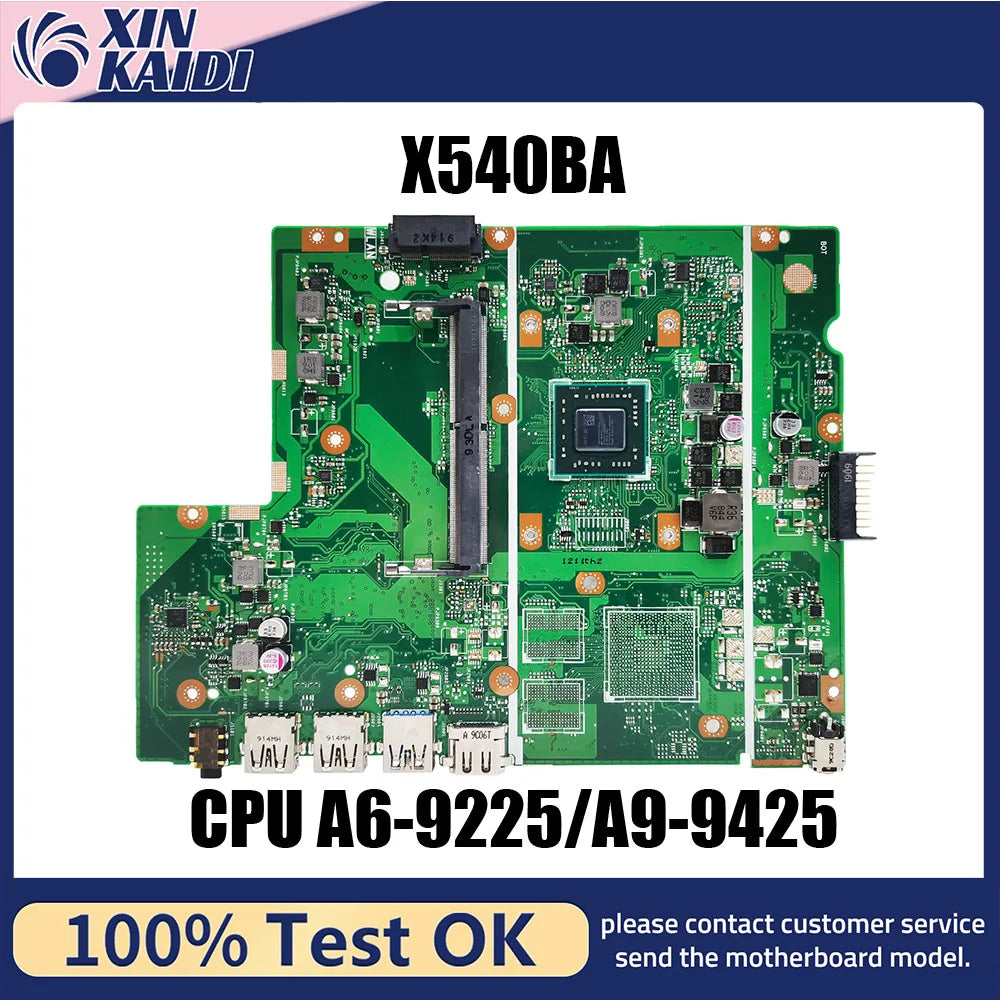 X540BP Notebook Mainboard For ASUS X540B A540 X540BA Laptop Motherboard With AMD A6-9225 A9-9425 CPU 100% test OK