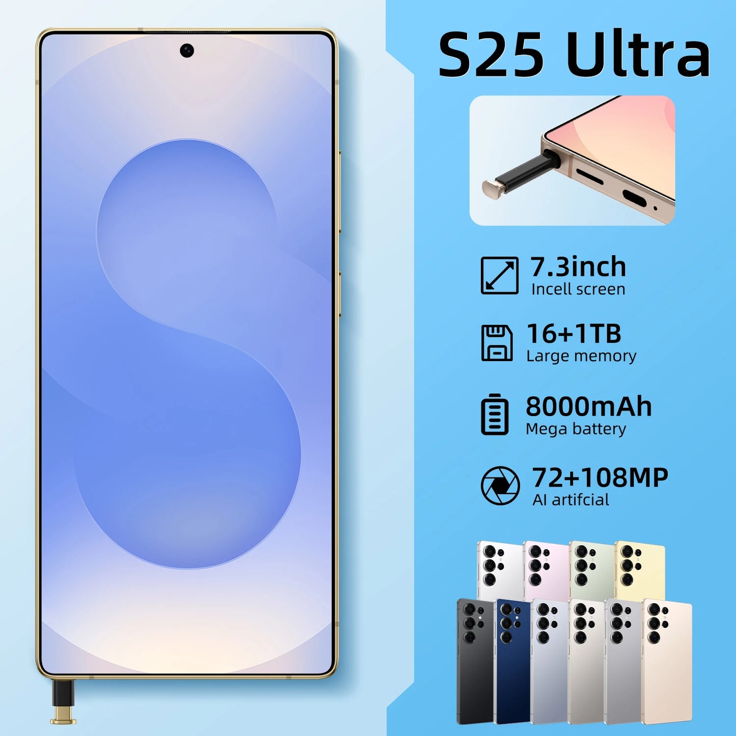 Original Phones S25 ultra Smartphones for S25 ultra 16GB+1TB 5G Dual SIM Cellphone Mobile Phone S25 ultra 5g Smartphone