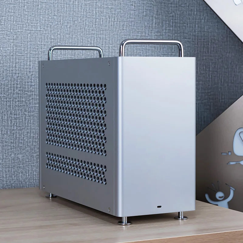 "B2Pro Aluminum MATX Case - Compact ATX/SFX Chassis with Top Handle, Minimalist Design Supports 240mm Radiator"