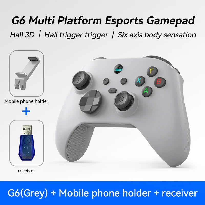 Wireless BT 5.3 Tri-Mode Gamepad Double Hall Joystick & 6-Axis Sensor for Switch Pro/PC/Android/iOS /Streaming Gaming