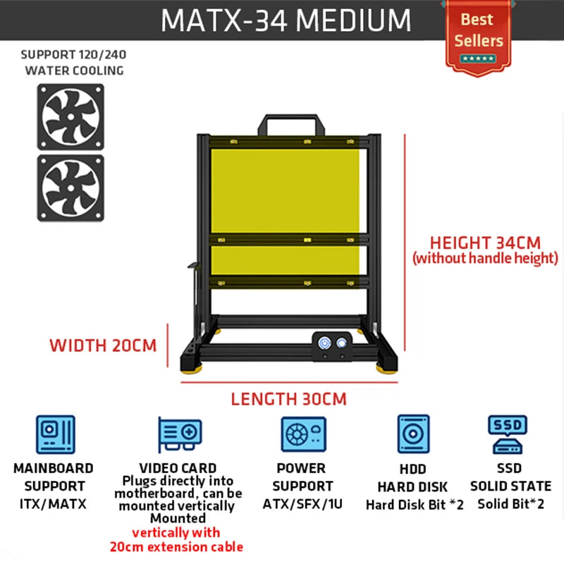Open Bench pc case Table Customizable Aluminum Alloy Portable ITX MATX ATX Motherboard 240/360 Water Cooling PC Game Case