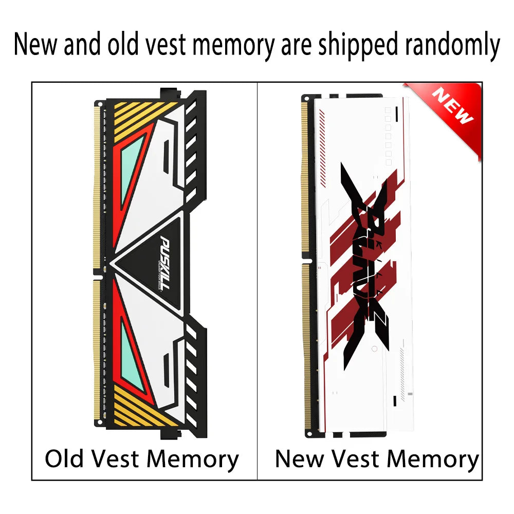 PUSKILL DDR4 DDR3 Memoria Ram 32GB 16GB 8GB 1.2V 3200MHz 2666MHz 1600MHz 1.5V Desktop Cooling Vest Memory