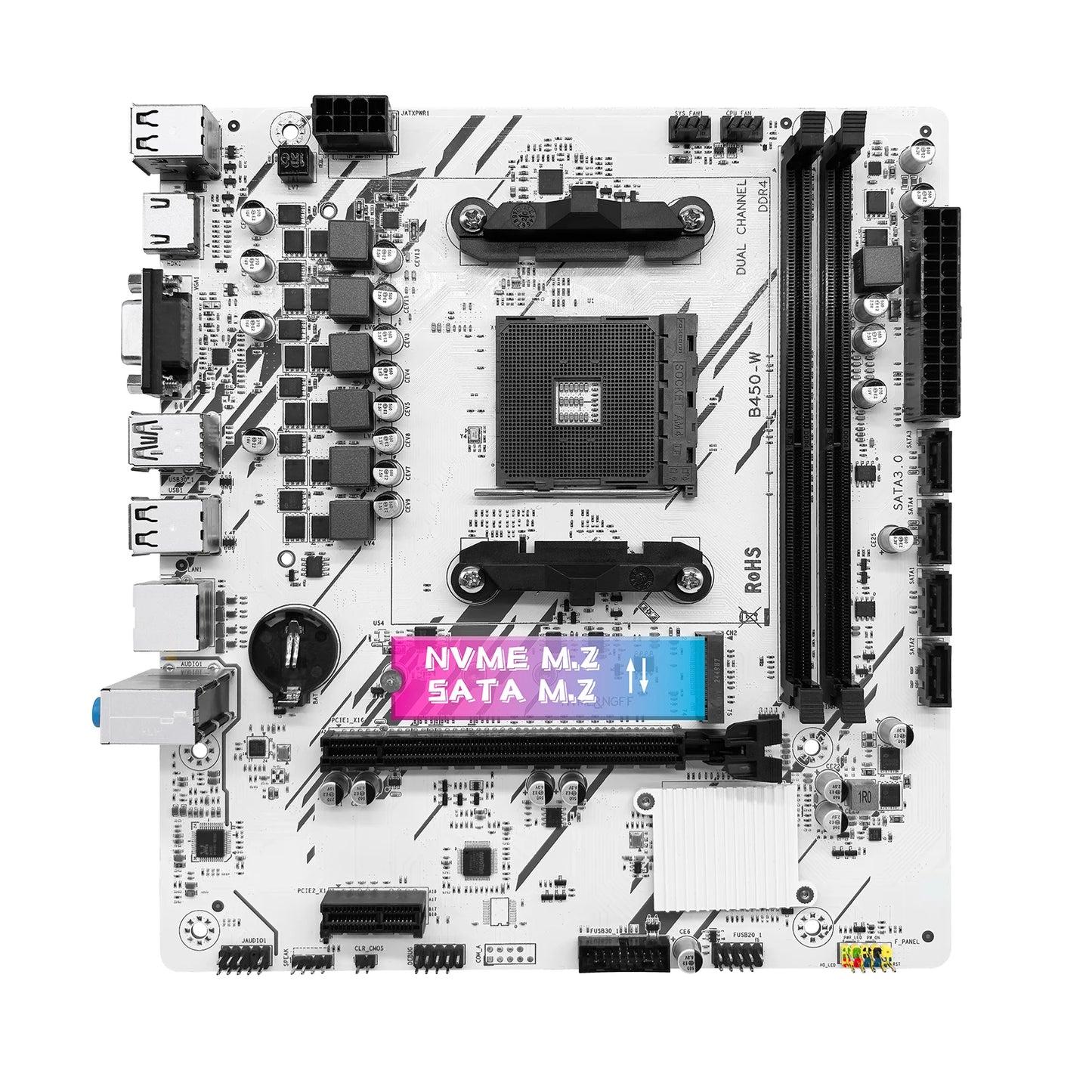 ZSUS B450 Motherboard AMD Processor Dual-channel DDR4 Memory AM4 Mainboard M.2 NVME (Supports Ryzen 5500 5600 5600G CPU)
