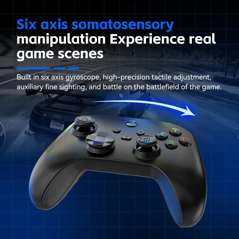 Wireless BT 5.3 Tri-Mode Gamepad Double Hall Joystick & 6-Axis Sensor for Switch Pro/PC/Android/iOS /Streaming Gaming