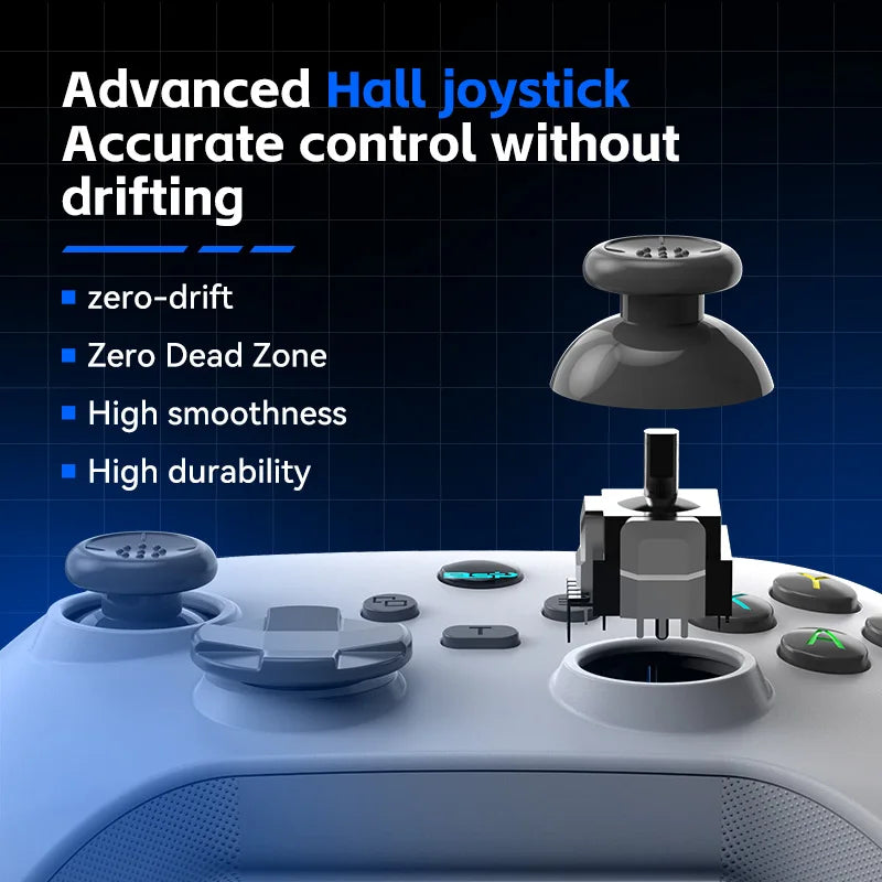 Wireless BT 5.3 Tri-Mode Gamepad Double Hall Joystick & 6-Axis Sensor for Switch Pro/PC/Android/iOS /Streaming Gaming