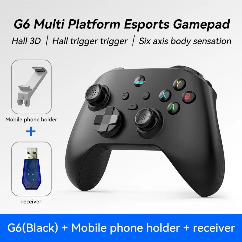 Wireless BT 5.3 Tri-Mode Gamepad Double Hall Joystick & 6-Axis Sensor for Switch Pro/PC/Android/iOS /Streaming Gaming