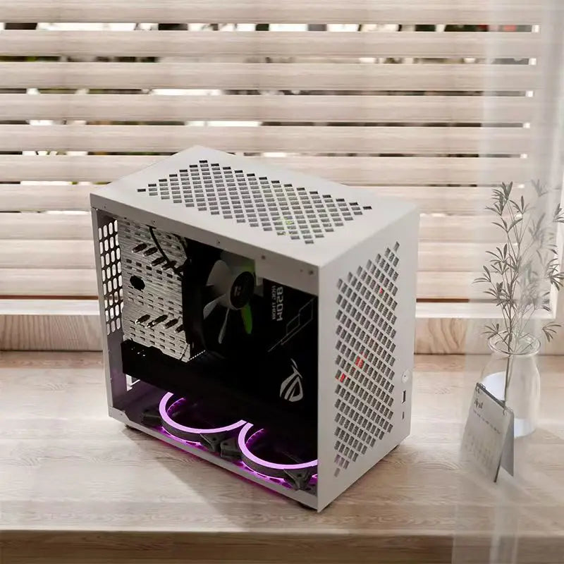 JGINYUE ITX/mini ATX Case Limited-time upgrade to a 4mm acrylic side panel For B450I/B550I/B650I/H610I/B760I