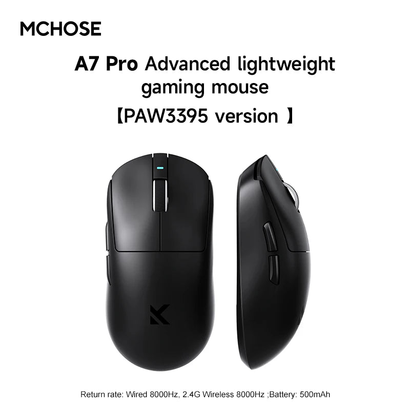 MCHOSE A7 Tri-Mode Wireless Gaming Mouse - PAW3395 42K DPI, Bluetooth/2.4GHz Dual Connection, Ultra-Lightweight for Esports&Offi