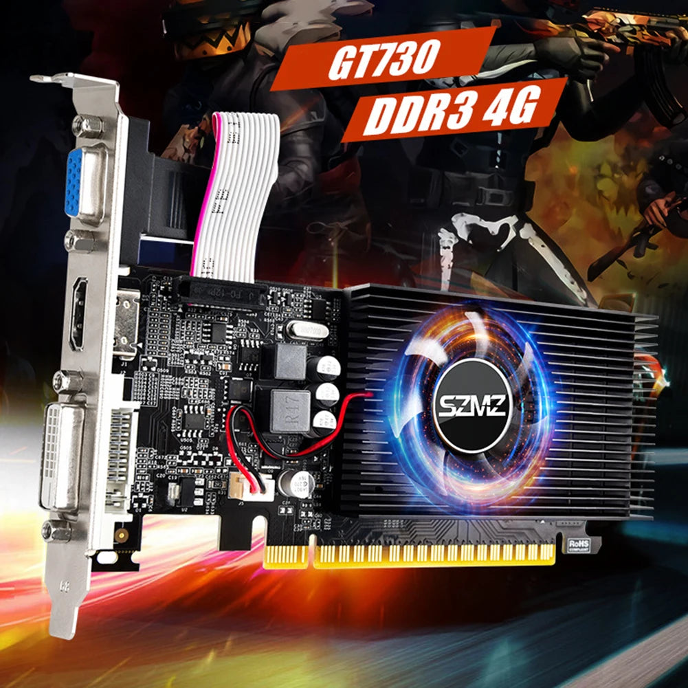 GT730 4GB DDR3 128Bit Graphics Card with HDMI VGA DVI Port PCI-E2.0 16X Computer Graphics Video Card GT730 GT610 for Office/Home