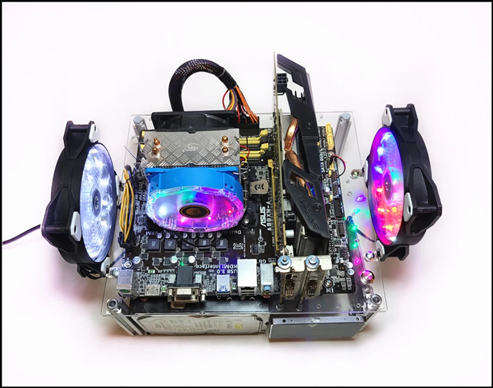 PC Open Chassis Stackable Computer Case 2 Layers Acrylic ATX MATX ITX Motherboard Test Bench Platform DIY Computer Case