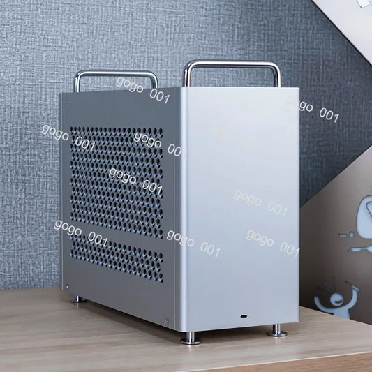 "B2Pro Aluminum MATX Case - Compact ATX/SFX Chassis with Top Handle, Minimalist Design Supports 240mm Radiator"