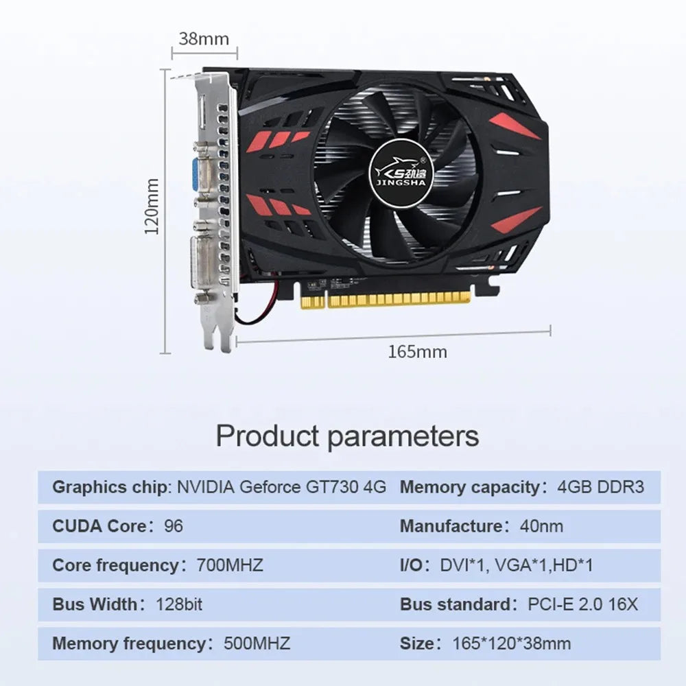 GT730 4GB Video Card 64Bit DDR3 With HDMI VGA DVI Port Nvidia Graphics Card PCIE X16 2.0 GT730 GPU Desktop Computer