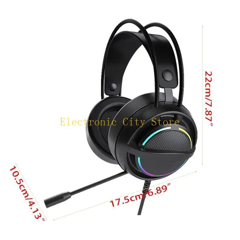 PSH-100 Gaming Headset With Microphone RGB Earphones 7.1 Surround Sound HU8D