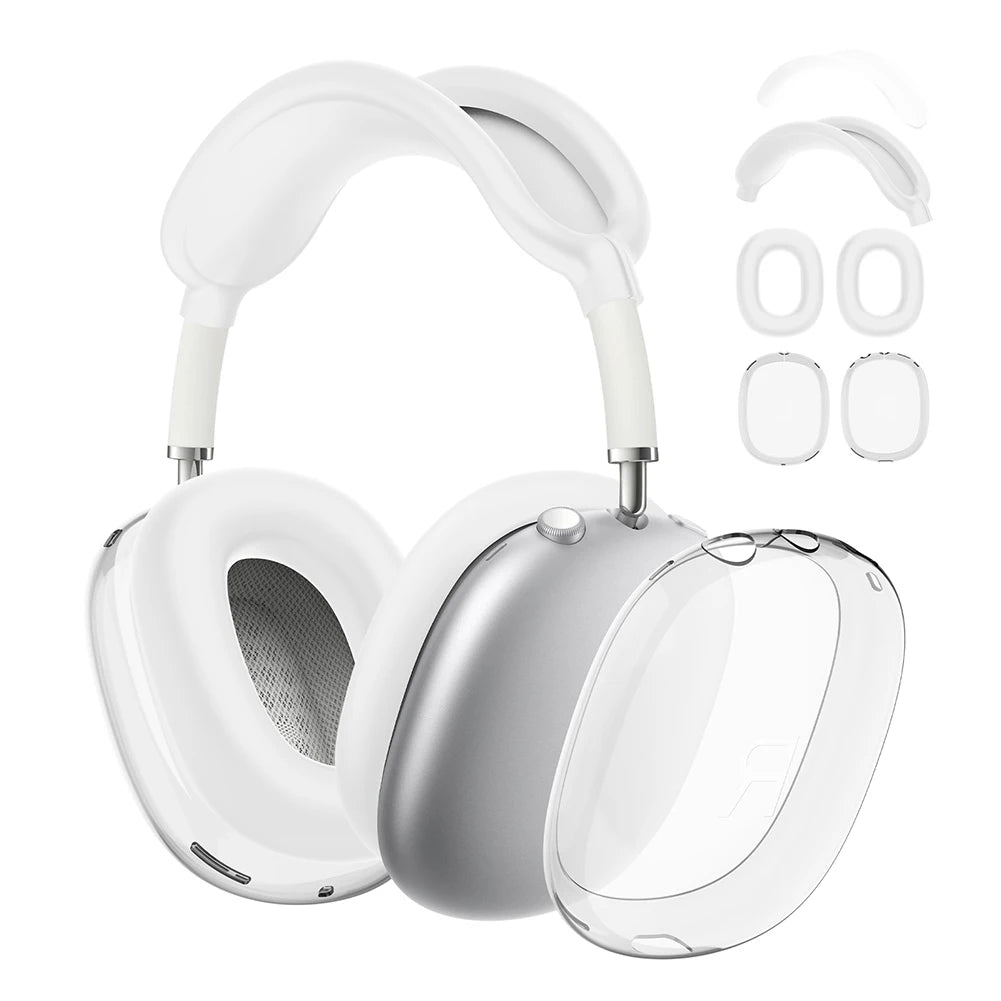 4 in 1 Silicone + TPU Clear Cover Case Shockproof Ear Pad Ear Cups Headband Cover Ear Cushion/Ear Muff Protector for AirPods Max