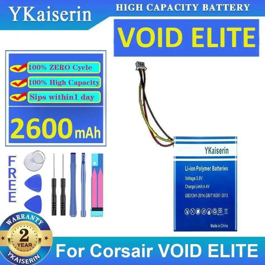Earphone Battery 2600Mah For Corsair Void Elite Reliable Replacement