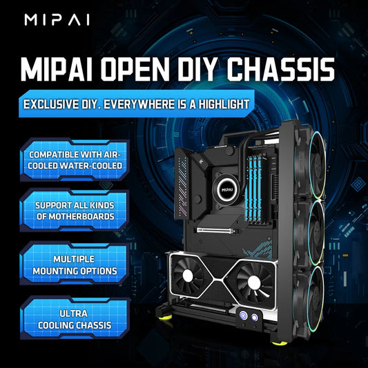 Open Bench pc case Table Customizable Aluminum Alloy Portable ITX MATX ATX Motherboard 240/360 Water Cooling PC Game Case