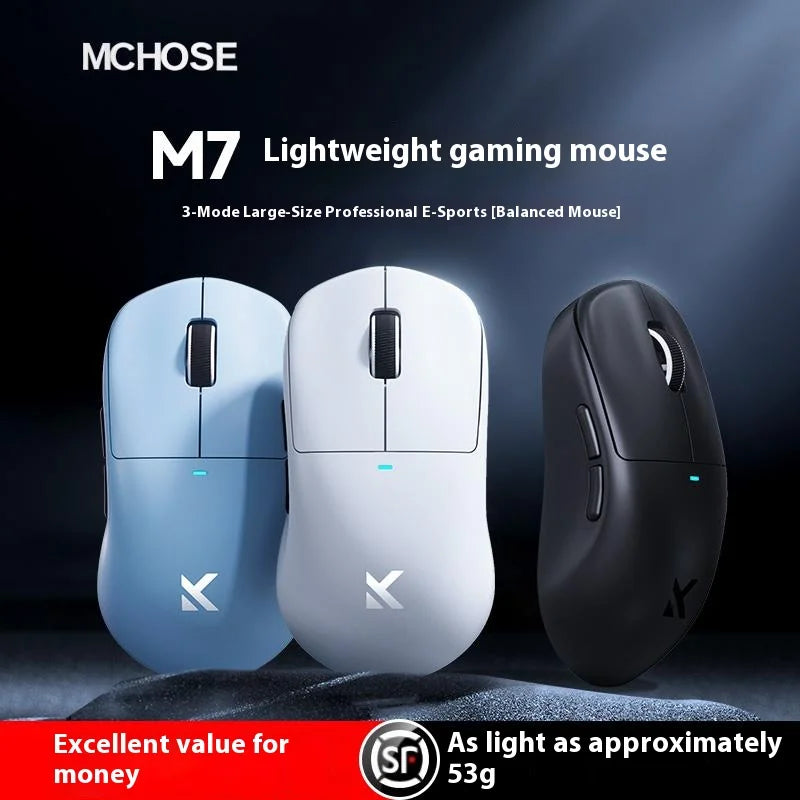 MCHOSE M7 Ultra Tri-Mode Wireless Gaming Mouse, Lightweight Esports with PAW3395 Sensor, Bluetooth for PC & Office