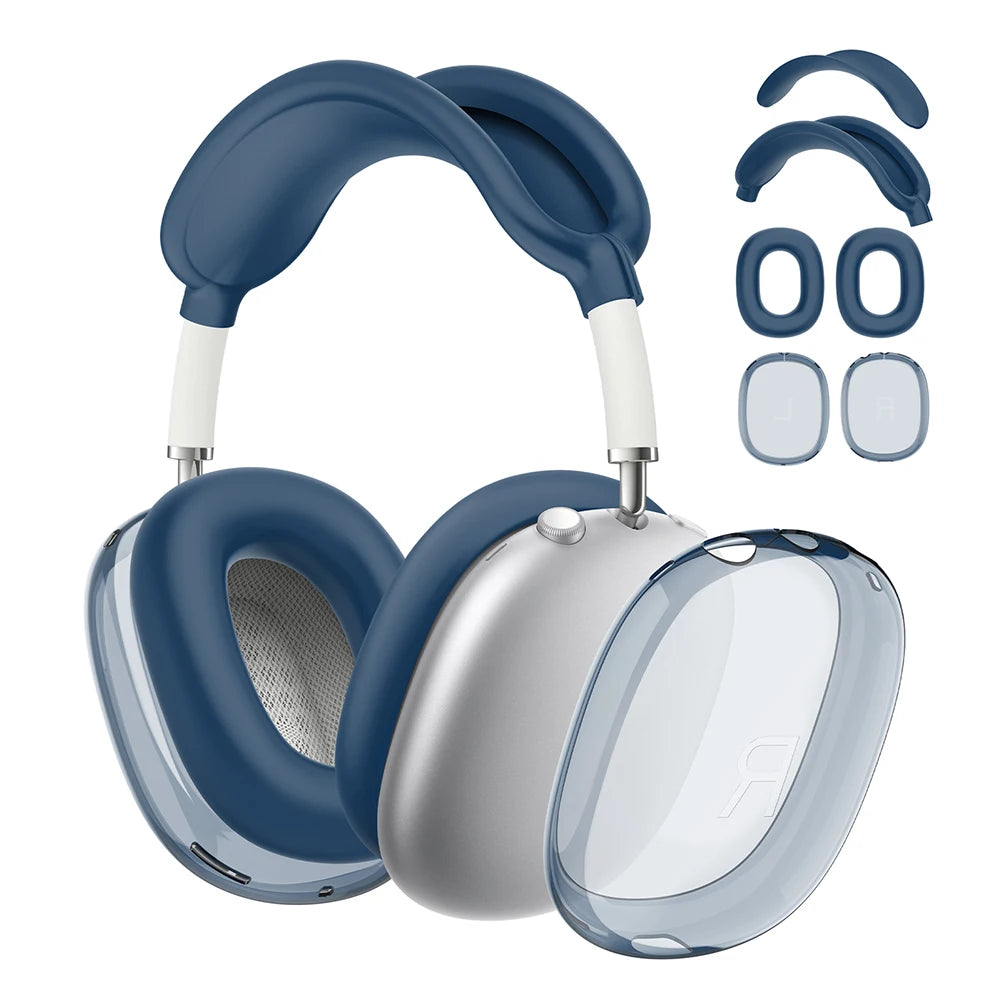 4 in 1 Silicone + TPU Clear Cover Case Shockproof Ear Pad Ear Cups Headband Cover Ear Cushion/Ear Muff Protector for AirPods Max