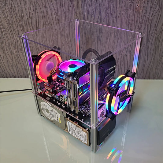 PC Open Chassis Stackable Computer Case 2 Layers Acrylic ATX MATX ITX Motherboard Test Bench Platform DIY Computer Case