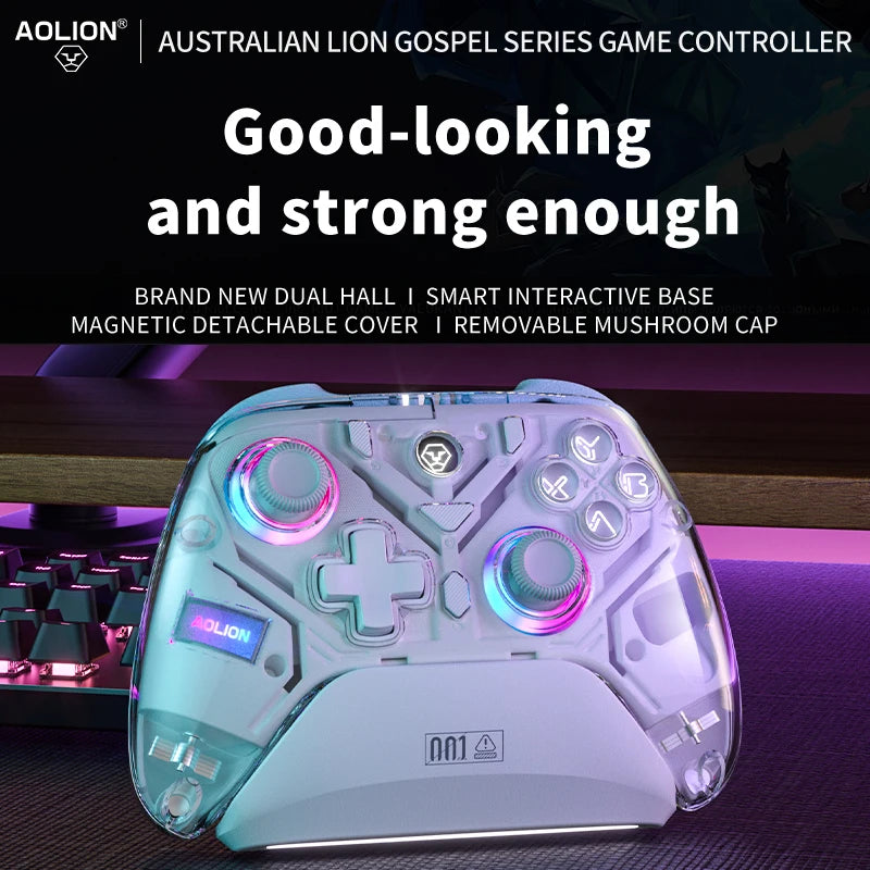 Aolion K10 RGB Wireless Gaming Controller With Charging Dock Gamepad Hall Effect Joystick Trigger For Nintend Switch 2/PC/Phone