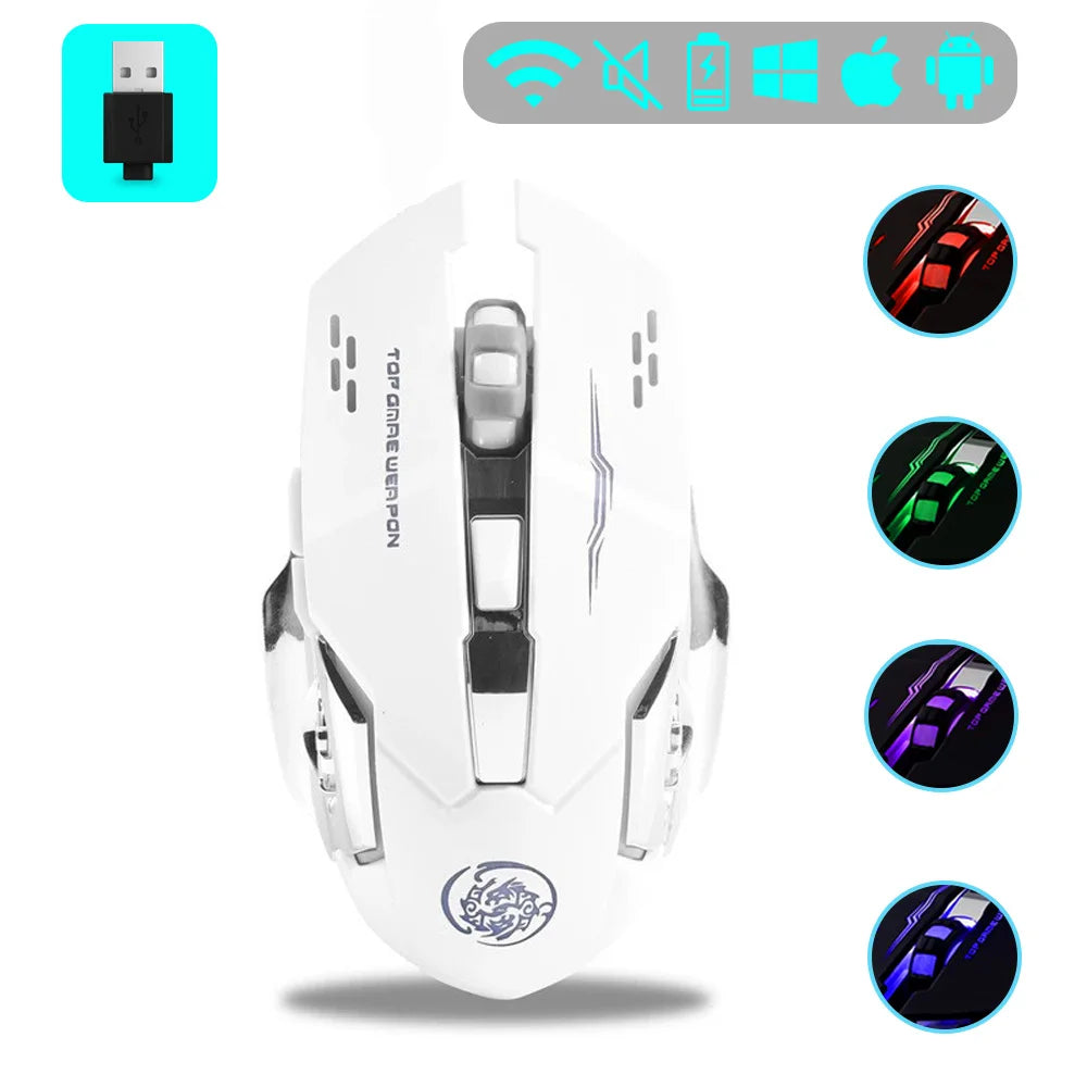 Wireless Mouse Gaming Computer Silent Rechargeable Bluetooth Mouse USB Mechanical E-Sports Backlight PC Gamer Mouse for Laptop