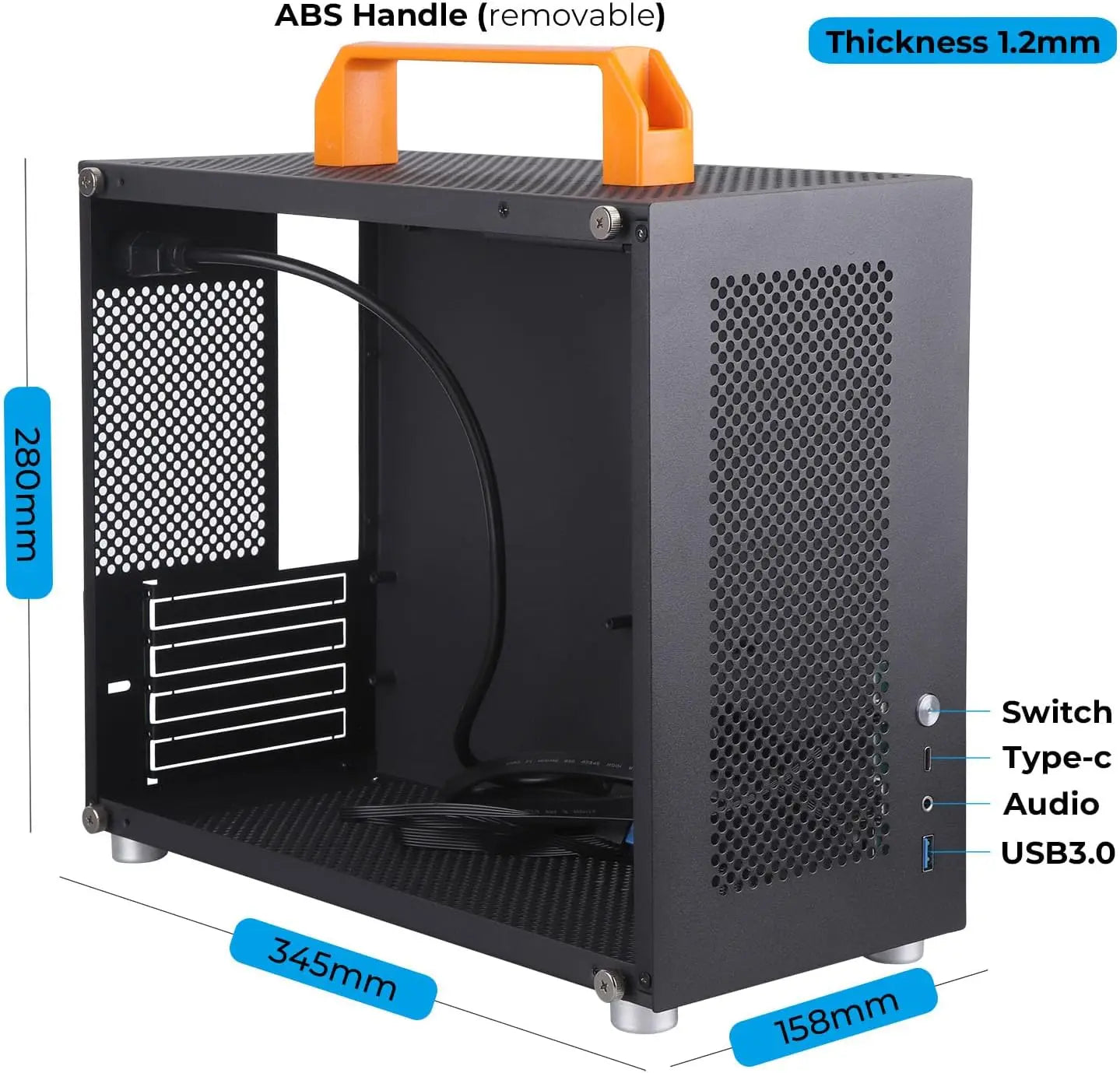 M-ATX Portable Computer Case ITX MATX Power Supply Support Type-C Desktop MINI Small Gaming Chassis