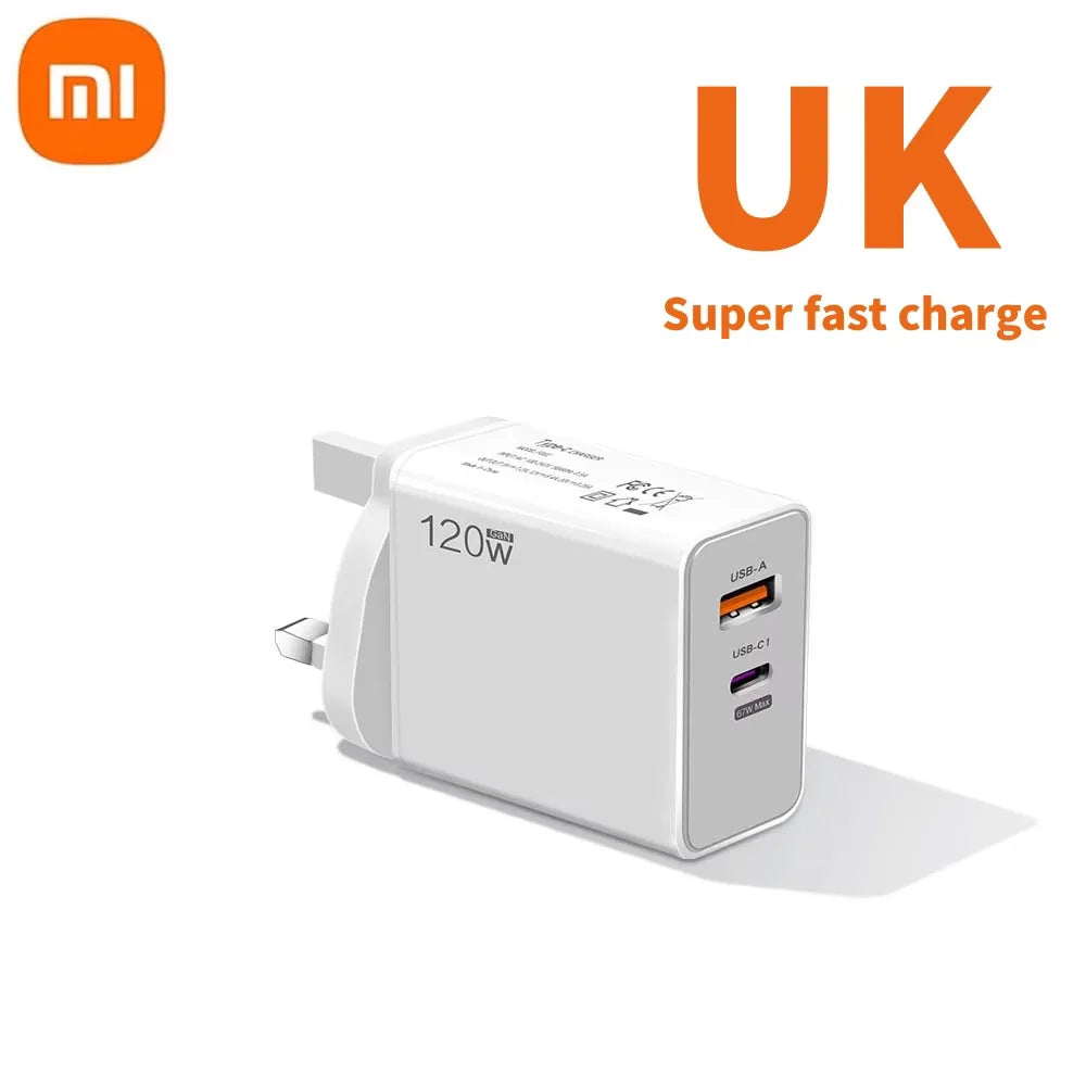Xiaomi 120W Charger Turbo Fast Charging EU US UK Wall Hypercharge Adapter USB 6A Type C Cable For Xiaomi 13 12 11 Ultra Redmi