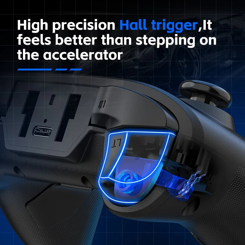 Wireless BT 5.3 Tri-Mode Gamepad Double Hall Joystick & 6-Axis Sensor for Switch Pro/PC/Android/iOS /Streaming Gaming