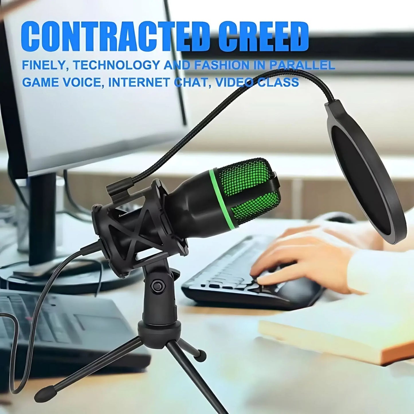 Professional Condenser Microphone Kit, RGB Lighting & Tripod Stand, Perfect for Streaming, YouTube, Podcasts & Recording
