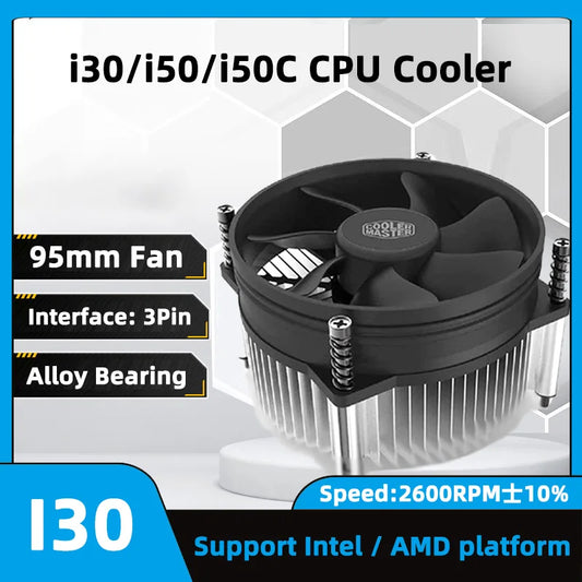 Cooler Master i50C CPU Cooler 95mm 3Pin 2600RPM Silent Fan for intel LGA 1200 115X 1151 1155 1156 Processor Radiator