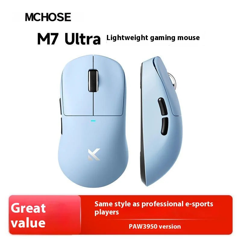 MCHOSE M7 Ultra Tri-Mode Wireless Gaming Mouse, Lightweight Esports with PAW3395 Sensor, Bluetooth for PC & Office